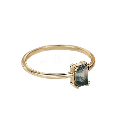 Brass and Moss Agate Finger Rings for Women FS-WGD1EDF-04-1