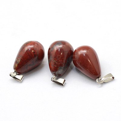Teardrop Natural Red Rainbow Jasper Pendants G-Q435-19-1