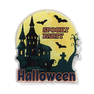 Halloween Theme Double Sided Printed Acrylic Big Pendants OACR-Z023-02M-1