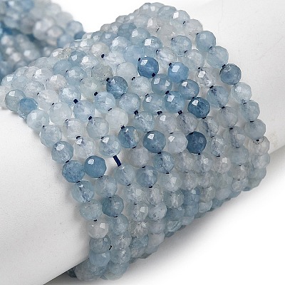 Natural Aquamarine Beads Strands G-F509-10-4mm-1