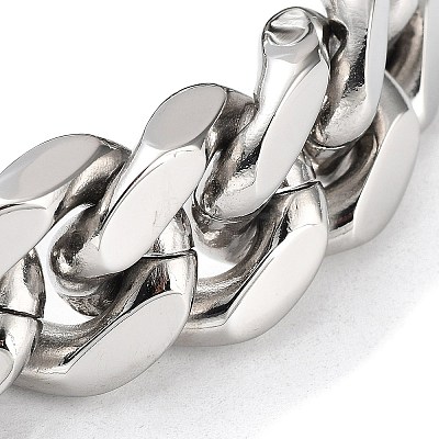 201 Stainless Steel Cuban Link Chains Bracelets for Men & Women LS-BJEW-D031-21A-P-1-1