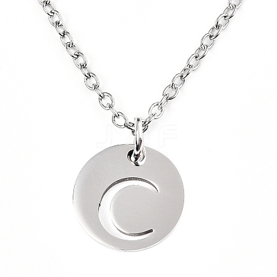 Non-Tarnish 201 Stainless Steel Initial Pendants Necklaces NJEW-S069-TN507-C-1