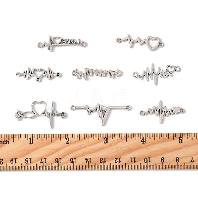 80Pcs 8 Styles Alloy Heartbeat Links Connectors Charms FIND-FS0004-72-1