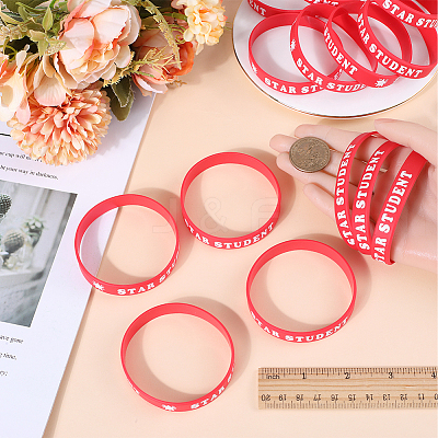 Word Star Student Silicone Cord Bracelet Wristband LS-BJEW-WH0018-49A-1