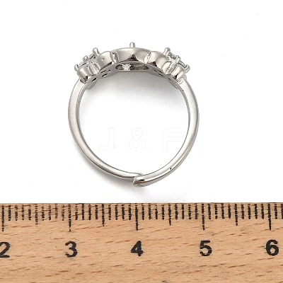 Adjustable Brass Cuff Rings ZIRC-F076-02P-1