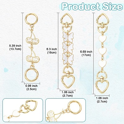 2Pcs 2 Styles Alloy Enamel Heart Butterfly Link Chain Bag Extender Chains FIND-YW0008-10A-1