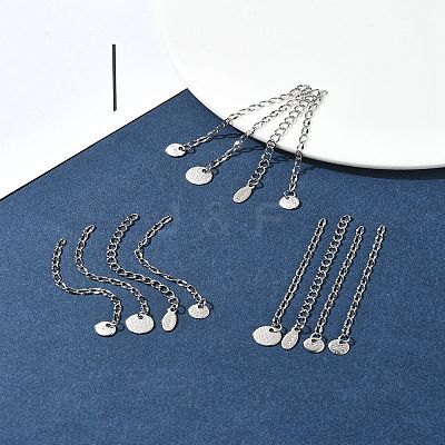 12Pcs 4 Styles 304 Stainless Steel Chain Extender FIND-FS0002-96B-1