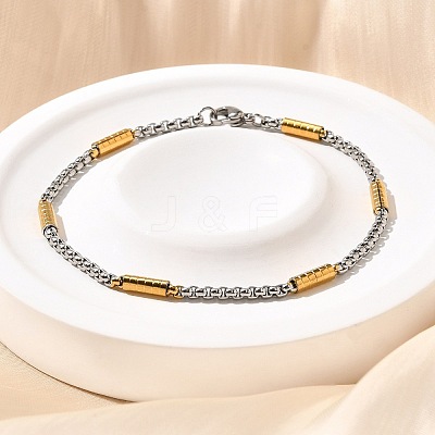 304 Stainless Steel Box Chain Bracelets for Women BJEW-C091-03C-GP-1