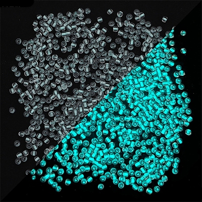 Glow in the Dark Luminous Transparent Glass Round Seed Beads LUMI-PW0004-006A-09-1