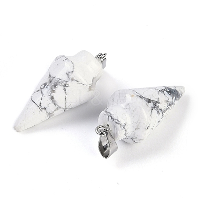 Natural Howlite Gemstone Pointed Pendants G-K384-01P-04-1
