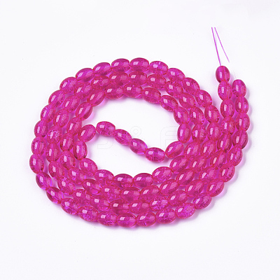 Transparent Crackle Glass Beads Strands DGLA-S085-6x8-09-1