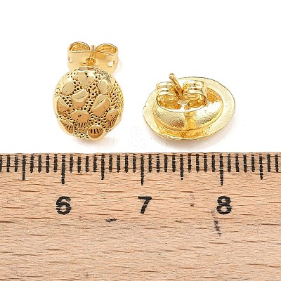 Brass Oval Stud Earrings EJEW-F400-24B-G-1