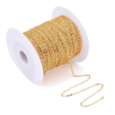 Brass Flat Oval Cable Chains CHC025Y-01-G-1