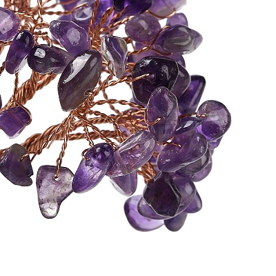 Natural Amethyst Chips Tree Decorations DJEW-M012-01G-1