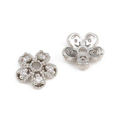 Brass Micro Pave Clear Cubic Zirconia Bead Caps CU-CBA6A75-28P-1