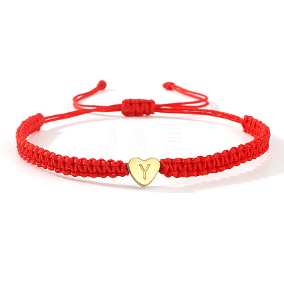 304 Stainless Steel Heart with Letter Bead Braided Bead Bracelets OO6447-25-1