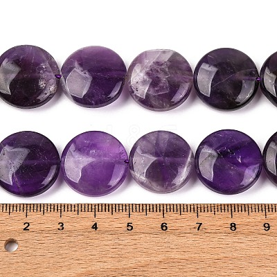Natural Amethyst Flat Round Bead Strands G-L246-23-1