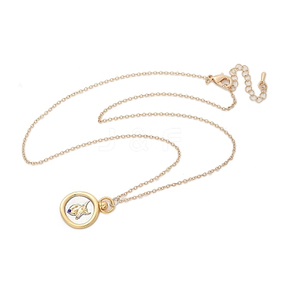 Brass Twelve Constellations Tarot Pendant Necklaces NJEW-Q006-01D-G-1