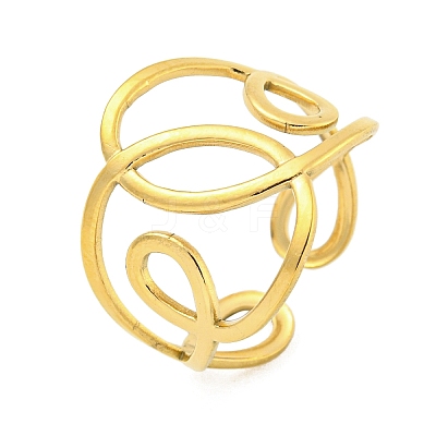 304 Stainless Steel Hollow Irregular Wide Open Cuff Ring for Women LS-RJEW-S406-01G-02-1