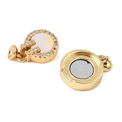 Brass Micro Pave Clear Cubic Zirconia Magnetic Clasps KK-C066-23G-1