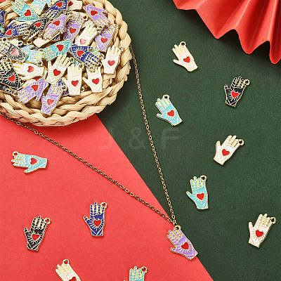 60Pcs 6 Colors Alloy Enamel Pendants ENAM-CJ0003-82-1