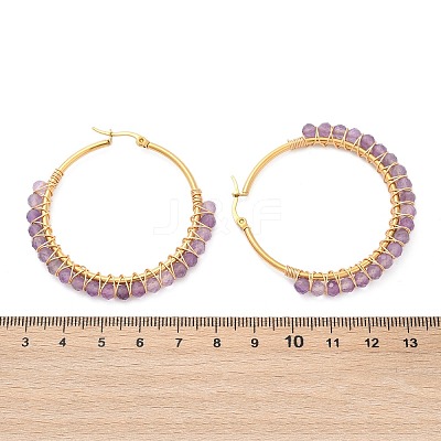 Beaded Hoop Earrings X-EJEW-JE03830-02-1