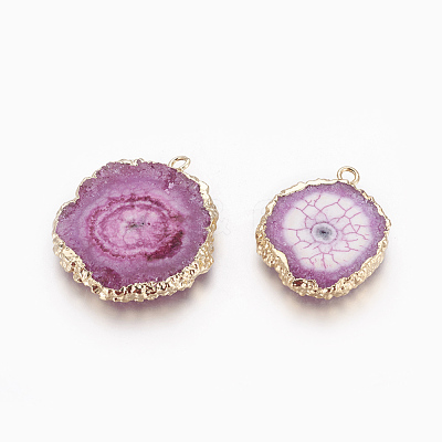 Natural Dyed Quartz Pendants G-P399-B02-1