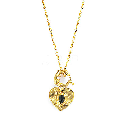 304 Stainless Steel Dyed Black Synthetic Turquoise Pendant Necklaces for Women WGB4F0A-01-1