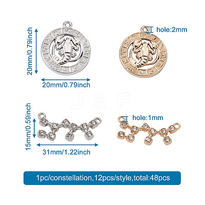 4 Sets 4 Styles Zinc Alloy Jewelry Pendant FIND-CD0001-09-1