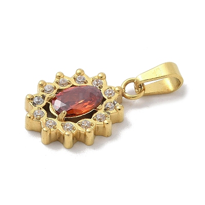 Ion Plating(IP) 304 Stainless Steel Micro Pave Cubic Zirconia Pendants STAS-Z107-05G-04-1