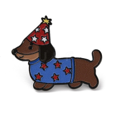 Dachshund with Birthday Hat Enamel Pins JEWB-Z048-08EB-04-1