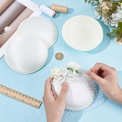 Satin Fabric with Polyester Flat Round Fascinator Hat Base for Millinery FIND-WH0173-320A-1