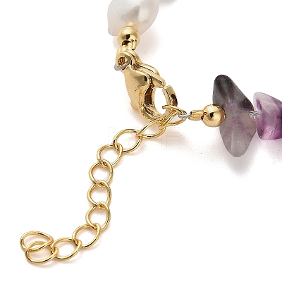 Natural Fluorite Chip Beaded Bracelets for Women BJEW-F478-02E-1