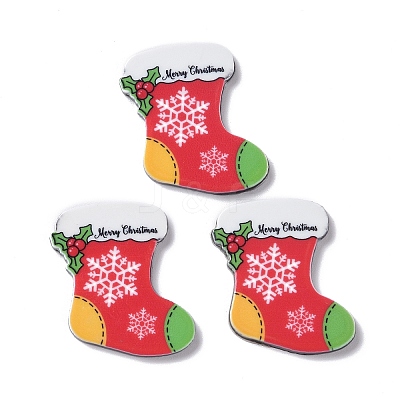 Christmas Style Printed Acrylic Cabochons LS-MACR-O045-01H-1
