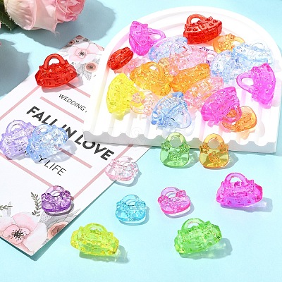60Pcs 2 Styles Transparent Acrylic Pendants TACR-YW0003-38-1