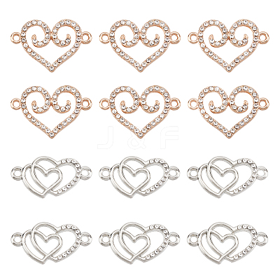 20Pcs 2 Colors Alloy Crystal Rhinestone Links ALRI-PH0001-22-1