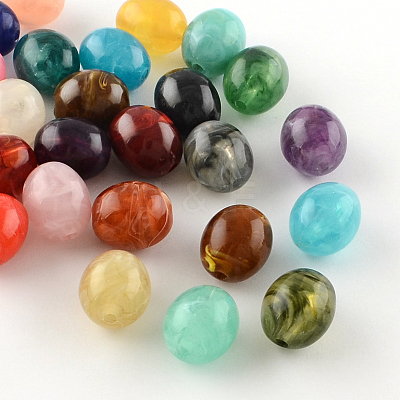 Oval Imitation Gemstone Acrylic Beads X-OACR-R038-M-1