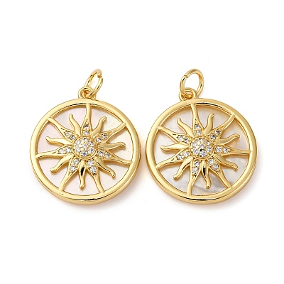 Brass Micro Pave Clear Cubic Zirconia Pendants KK-P308-83G-1