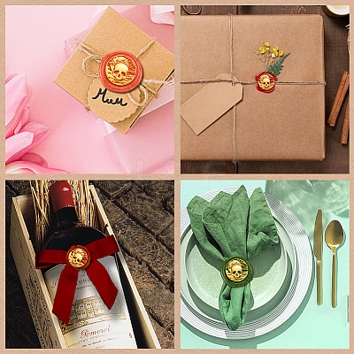 Brass Wax Seal Stamp with Handle AJEW-WH0184-1149-1