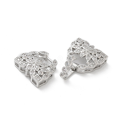 Brass Micro Pave Clear Cubic Zirconia Fold Over Clasps KK-Z083-04P-1
