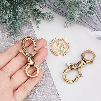 2Pcs Tibetan Style Brass Lobster Claw Clasp FIND-AR0002-51-1