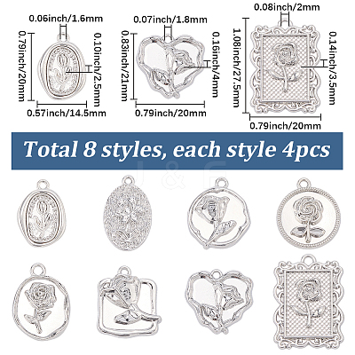 32Pcs 8 Styles Alloy Pendants FIND-SC0022-88-1