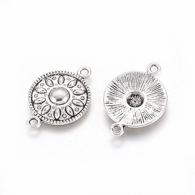Flat Round Tibetan Style Alloy Links connectors X-TIBEP-R345-11AS-RS-1