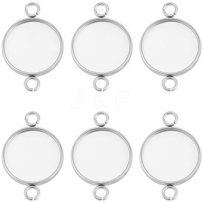 60Pcs 304 Stainless Steel Cabochon Connector Settings STAS-BBC0009-57C-1
