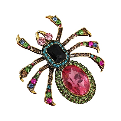 Spider Alloy Rhinestone Brooches for Backpack Clothes PW-WGAC6BD-01-1