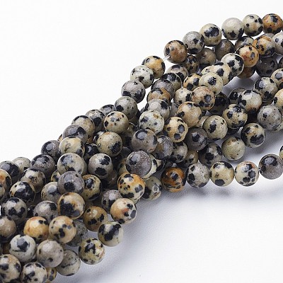 Natural Dalmatian Jasper Bead Strands G-R345-6mm-51-1