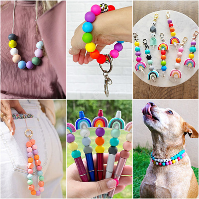 45Pcs 3 Colors Round Silicone Focal Beads SIL-TAD0001-01B-1