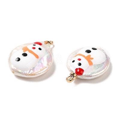 Baroque Style Natural Keshi Pearl Pendants with Enamel PEAR-G013-02A-1