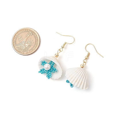 Shell Shape 304 Stainless Steel Dangle Earrings EJEW-MZ00376-04-1