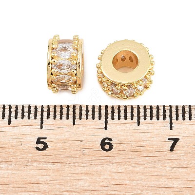 Brass Micro Pave Clear Cubic Zirconia European Beads KK-B186-17G-1
